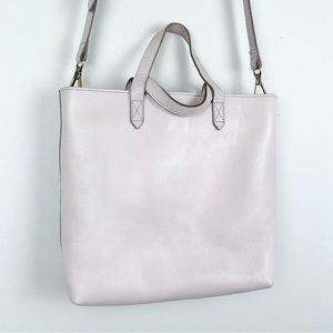 madewell zip-top leather transport crossbody in desert sheer pink